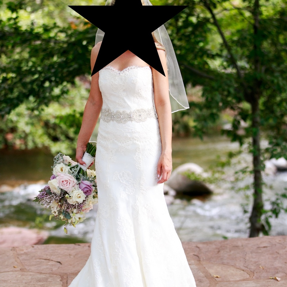Monique Lhuillier Strapless Wedding Dress Size 0